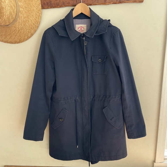 Brooks Brothers | Red Fleece Navy Cotton Parka Trench Jacket Drawstring Waist 12 - Picture 10 of 14
